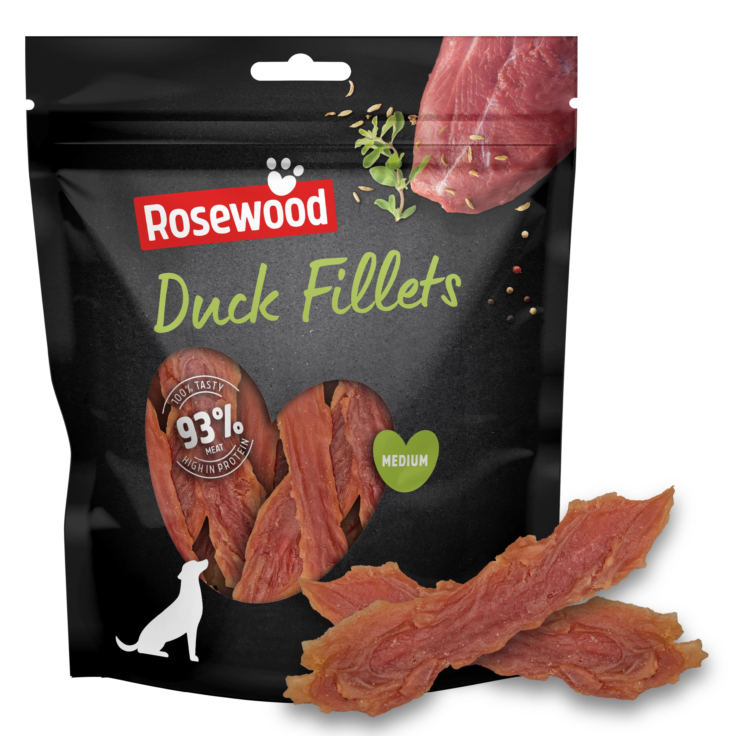 Rosewood Duck Fillets for Dogs - Made with Real Meat, Rawhide Free Chews, Grain Free, High Protein, Healthy Dog Treats (320g Value Pack)