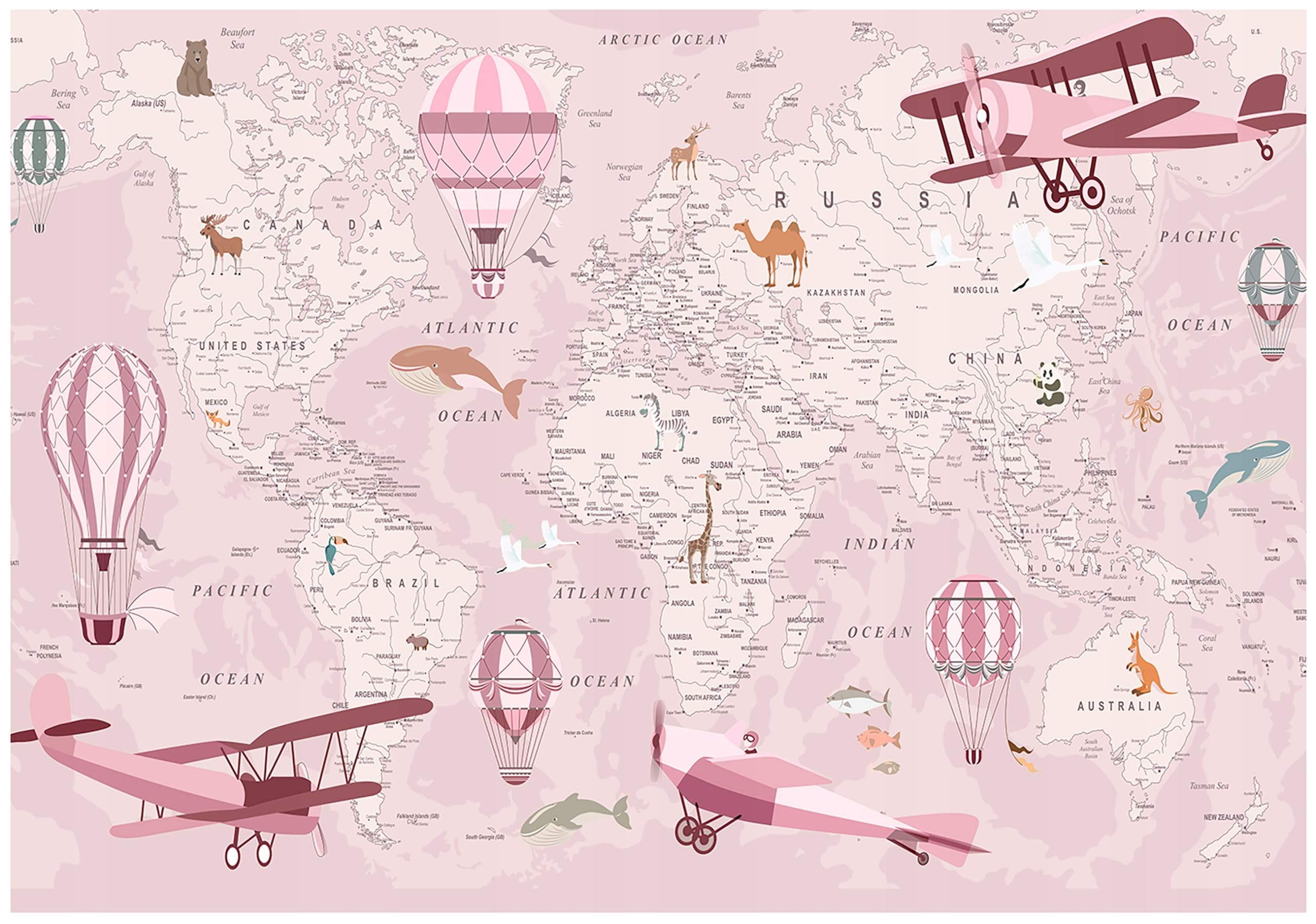 WallArena Winylowa fototapeta ze strukturą mapa świata 416 x 254 cm