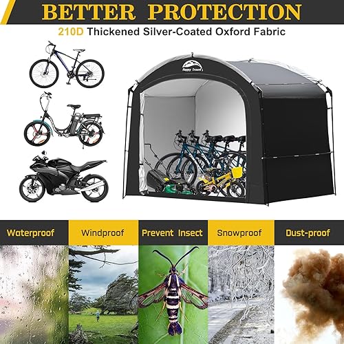 Vista 13 de Happy Travel Tienda de campaña de almacenamiento para bicicletas, cubierta de bicicleta portátil impermeable con un 30% más de espacio de STD-S2