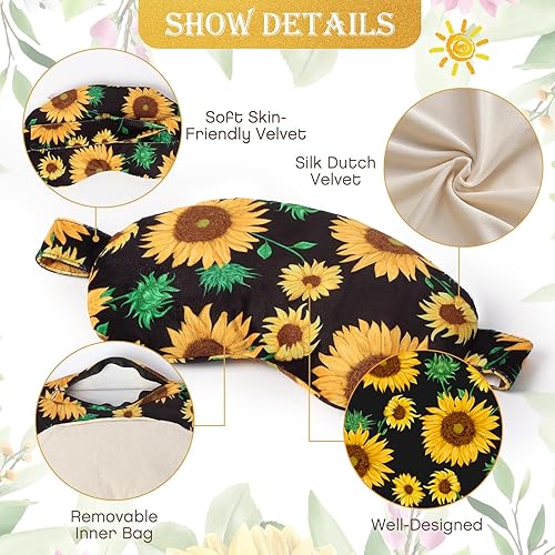 Miniatura 3 de Almohadilla térmica para microondas, máscara de ojos con peso de calor húmedo, 9 x 5 pulgadas, máscara de sueño de compresión fría cálida para