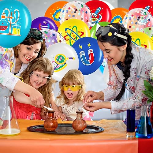 Miniatura 6 de Capoda 60 globos de ciencia para fiestas, globos de látex científicos, decoración de cumpleaños con temática científica para el aula, suministros de