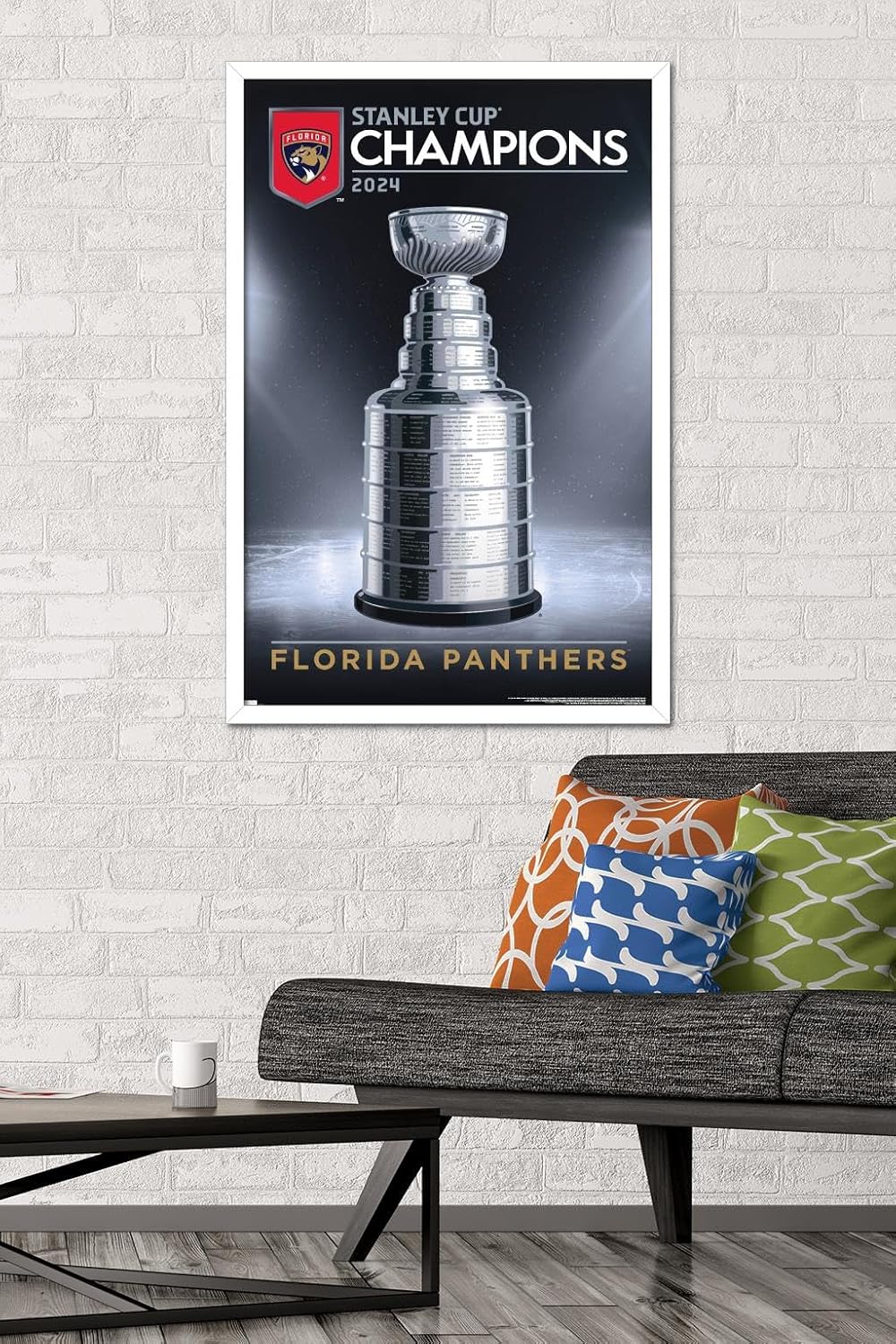 Trends International NHL Florida Panthers - 2024 Stanley Cup Team Logo Wall Poster, 34L x 22.4W, White Framed Version