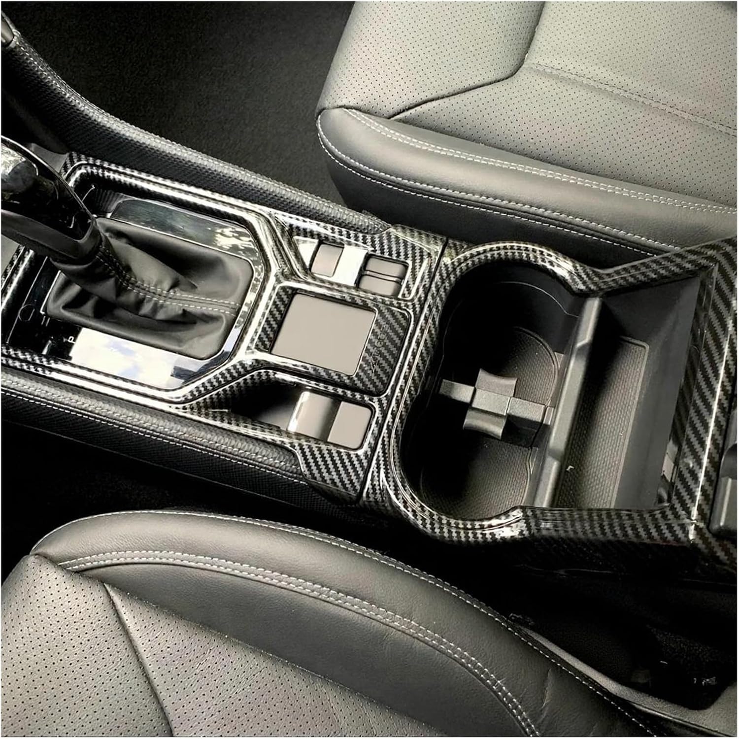 Carbon Fiber Car Interior Gear Shift Panel & Cup Holder Cover Trims 2019-2024 Compatible for Subaru Forester SK (LHD & RHD) Carbon Fiber Car Interior Trim(Right)