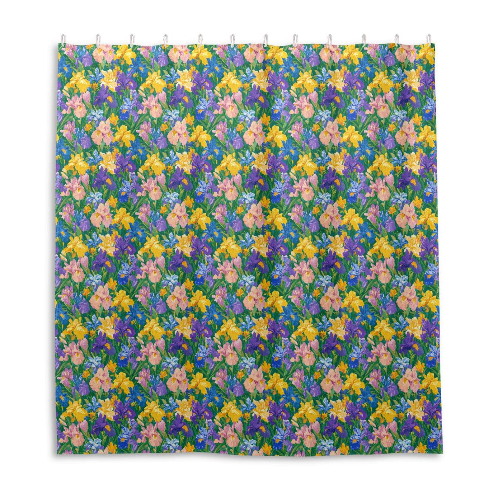 Rideau de douche en polyester Tennessee Iris lavable 168x183cm