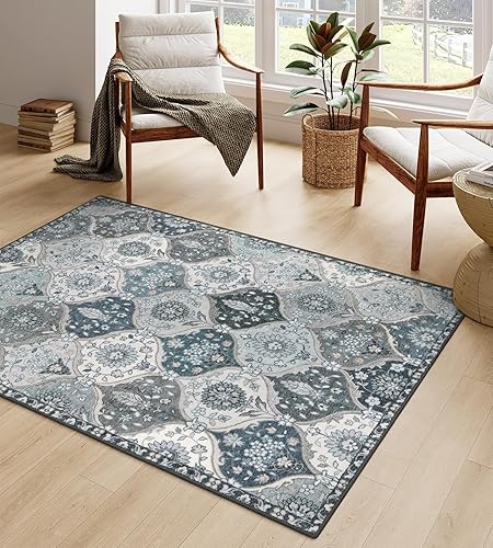 Miniatura 42 de Lahome Alfombra marroquí enrejada lavable, 2x6 alfombras de cocina para pasillos de 6 pies antideslizante, alfombra vintage para lavandería