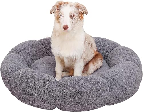 Cama calmante para perros pequeños y medianos, cama redonda esponjosa y esponjosa para cachorros para perros y gatos, cama lavable para perros,