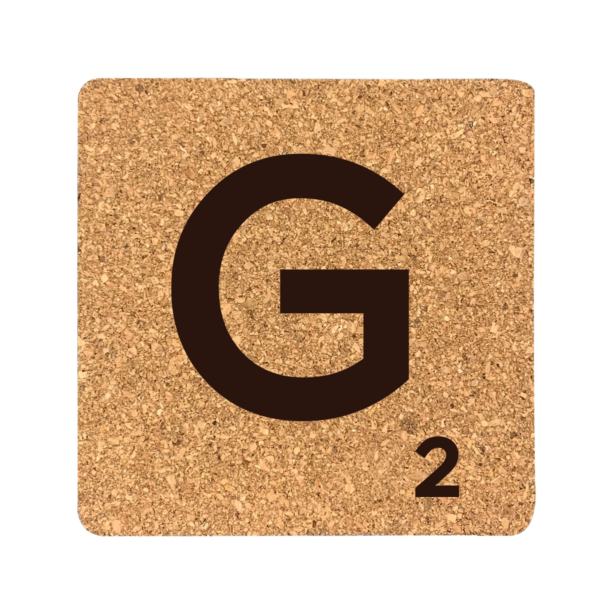 eBuyGB Scrabble Drinks Coasters, Square Cork Coaster, Individual Alphabet Letters, Scrabble Tiles with Score Marks