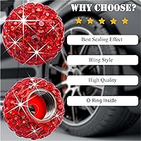 Vista 6 de 4 piezas de tapas de vástago de válvula de neumático con cristal brillante de diamante, tapas de válvula de neumático de rueda de coche con brillo