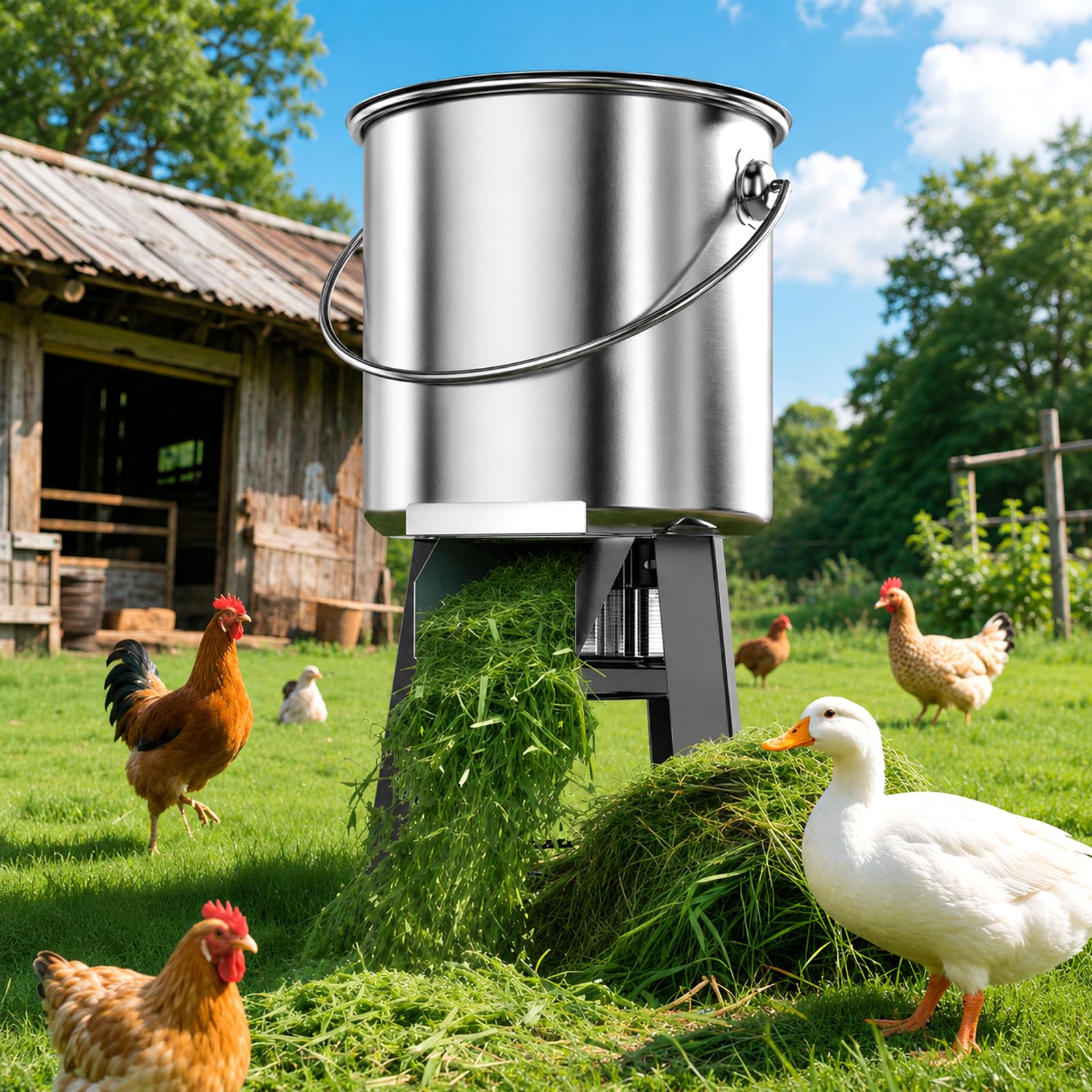 Procesador De Alimentos Comercial, Multifuncional De Acero Inoxidable, Trituradora De Alimentos De 2600 Lb/h Para Pollo, Pato, Ganado Vacuno Y Ovino; Uso Agrícola Y Doméstico. 1500W