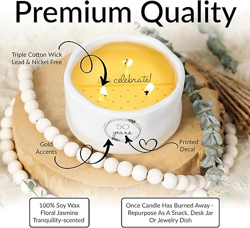 Miniatura 4 de Pavilion  50 años  8 oz Triple Wick Wax Reveal Mensaje Oculto Let's Celebrate Unique Wedding Anniversary Wife Husband Happy Couple Celebratory Gift