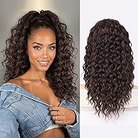 Vista 1 de QGZ Extensión de cola de caballo con cordón para mujeres negras de 18 pulgadas, cola de caballo afro sintética larga y rizada para uso diario