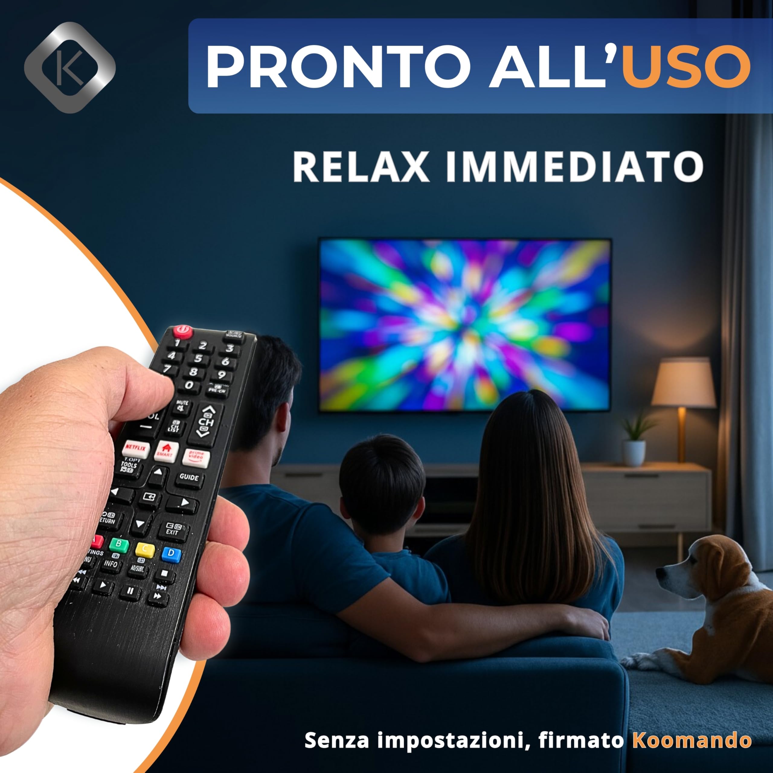 Koomando Telecomando Universale per Samsung TV LCD LED QLED UHD 4K 8K Curved HDR, Serie AA59 BN59, Pronto all'Uso senza Programmazione, Tasti Rapidi Netflix Prime Video, Compatibile Smart TV