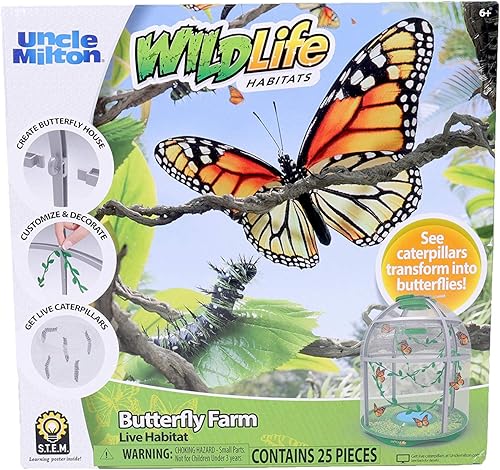 Miniatura 5 de Uncle Milton Butterfly Farm Live Habitat - Observe que las orugas se transforman en mariposas, juguete STEM, gran regalo para niños y niñas a partir