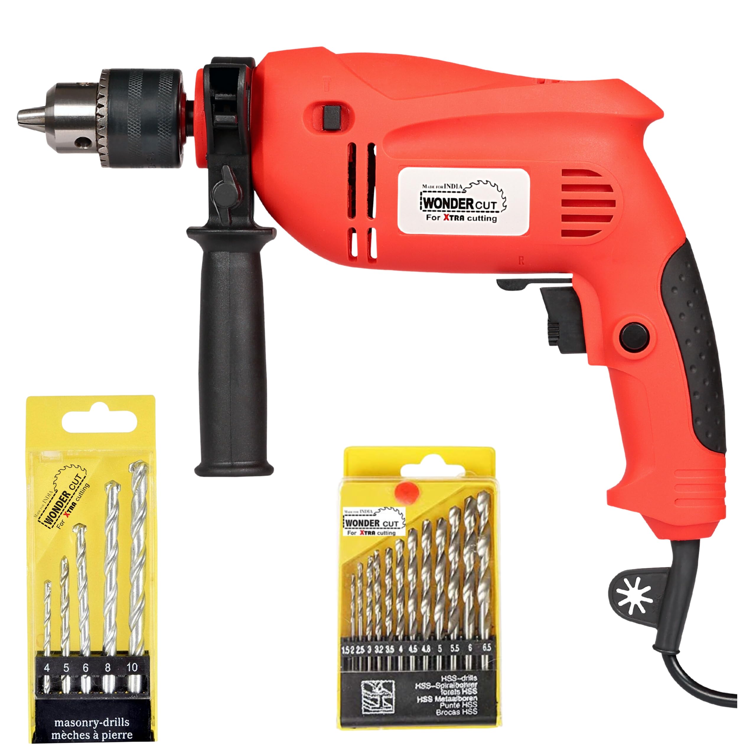 WONDERCUT Wc-Ed13-R Impact Drill Machine Reversible Hammer Driver Variable Speed Screwdriver With Free 13Pcs Hss Bits & 5Pc Masonry Bit Combo (13Mm 650Wblack,Red) (B0CBPR6T7C) Amazon Price History, Amazon Price Tracker