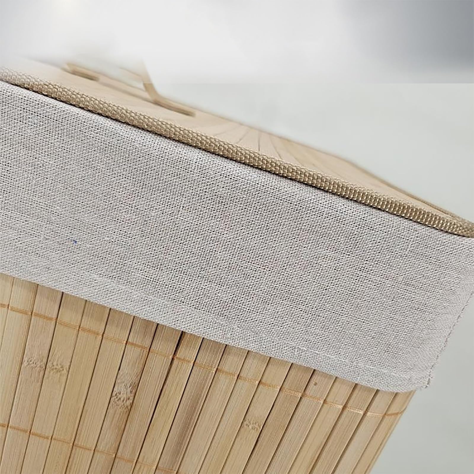 Panier à linge pliable avec couvercle, panier de 60 L avec sac amovible et poignées pour salle de bain, chambre à coucher, placard, gain de place