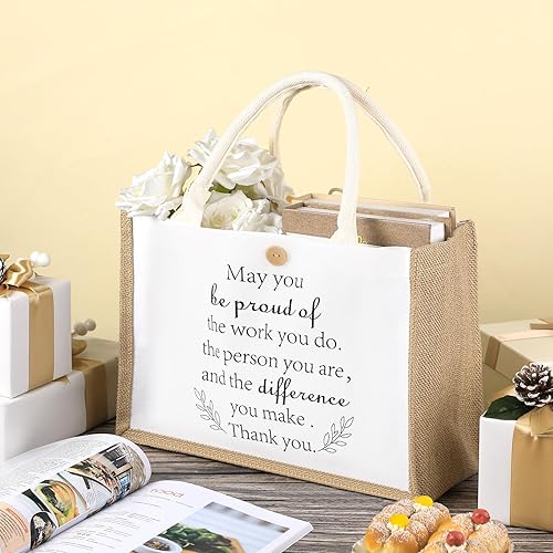 Miniatura 4 de Berlune 12 bolsas de regalo de agradecimiento a los empleados, bolsas de yute de agradecimiento con asas para regalo de Navidad de compañero de