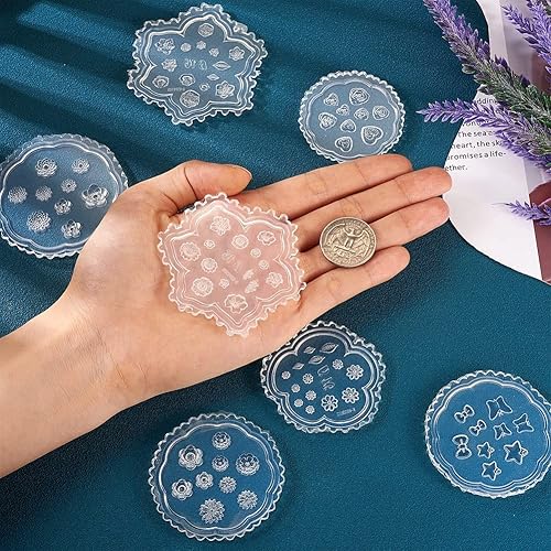 Miniatura 5 de 7 moldes de silicona para arte de uñas, para mujeres y niñas, flores, hojas, estrellas, mariposa, corazón, cabujón, decoración de cabujones, moldes