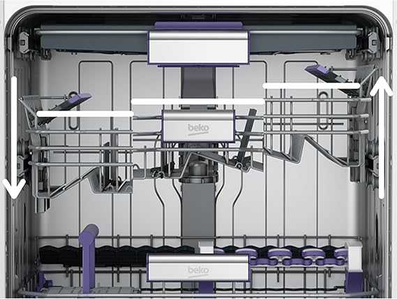 Beko BDUN15430X b300 Undermount Dishwasher 60 cm for 14 Place Settings 3 Sink Levels 4 Temperatures 5 Programmes Half Load Automatic Door Opening Quick & Clean [Energy Class D]