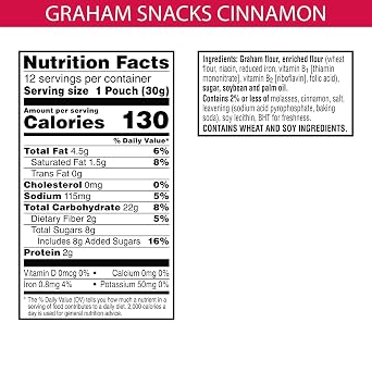 Kellogg's PAW Patrol Graham Snacks, Kids Snacks, Whole Grain, Cinnamon, 12.7oz Box (12 Pouches)