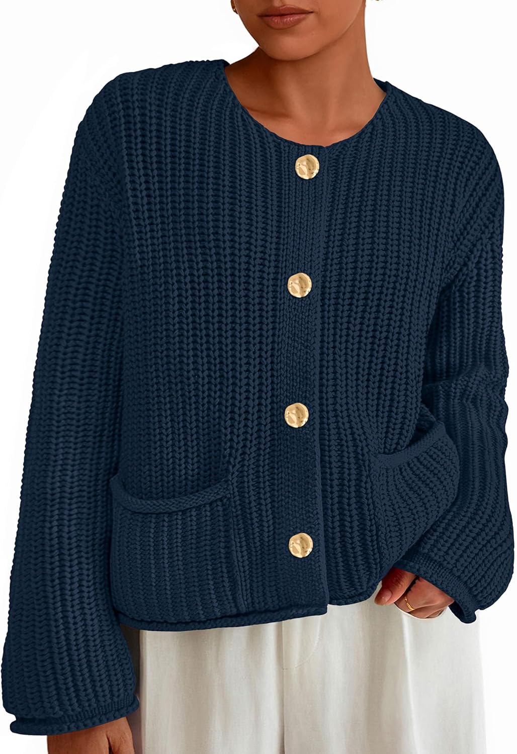 PRETTYGARDEN Cardigan Sweaters for Women 2025 Trendy Oversized Knit Chunky Button Cardigans Fall Winter Outfits with Pockets