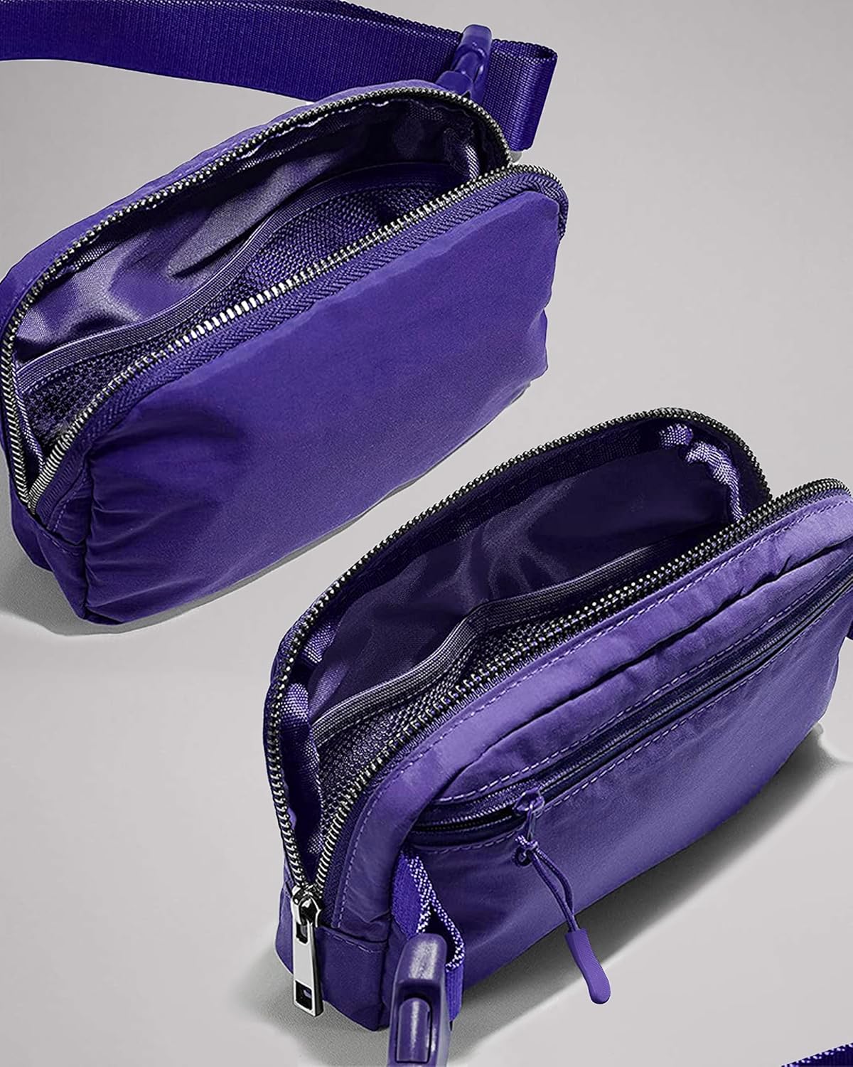 Cross Body Fanny Packs for Women Men Fashion Waist Bag Pouch Nylon Small Travel Crossbody Bags Mini Purse Everywhere Belt Bag Bum Bag with Adjustable Strap for Workout Running Hiking Violet - Image 4