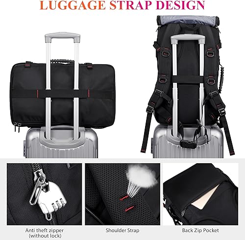 Miniatura 6 de WITZMAN Mochila de viaje de mano para hombre, convertible, grande, de nailon, para portátil de 17 pulgadas, aprobada por aerolíneas, Negro -,