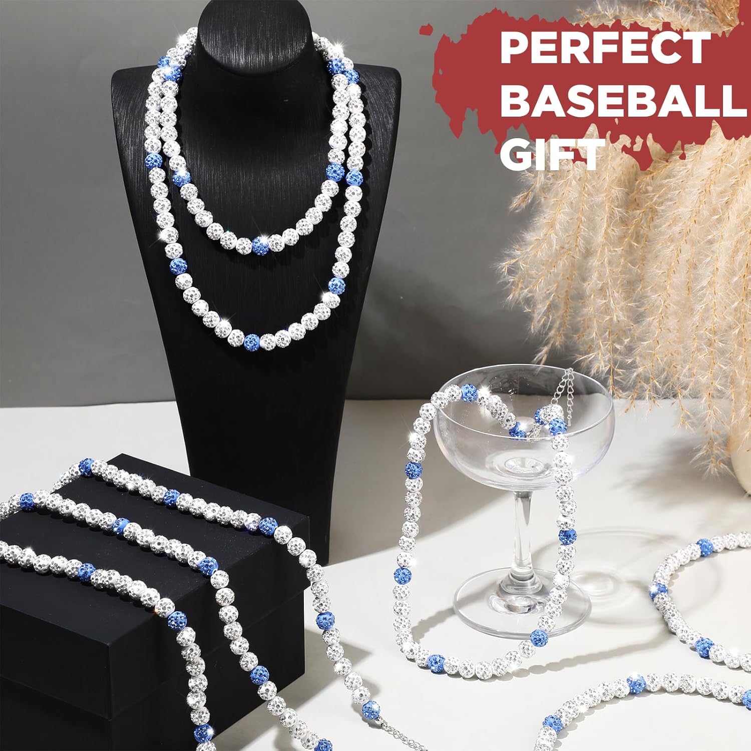 Landical 12 Pcs Bling Baseball Necklace Ice Beaded Baseball Necklace Cool Gifts Bulk for Team Players Lovers Fans - Image 4
