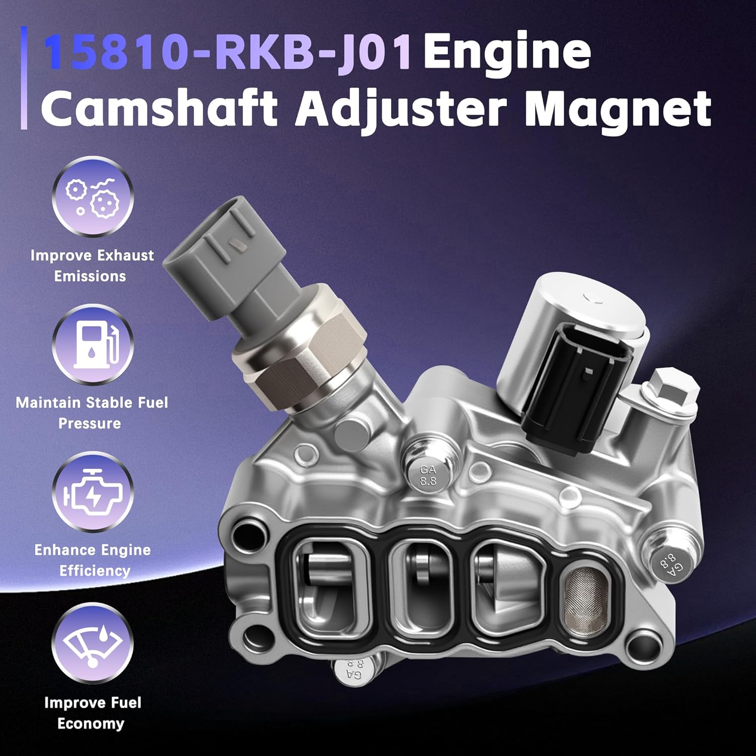 Engine Variable Valve Timing (VVT) Solenoid Compatible with 2005-2007 Honda Accord Hybrid Odyssey 3.5L, 2006-2008 Honda Pilot 3.5L Replaces 918-078 15810-RKB-J01