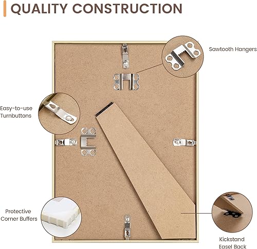 Miniatura 120 de Fun Memories Portarretratos de metal de 16 x 20 pulgadas con paspartú de 11 x 14 pulgadas, acabado de aluminio cepillado, parte delantera de vidrio