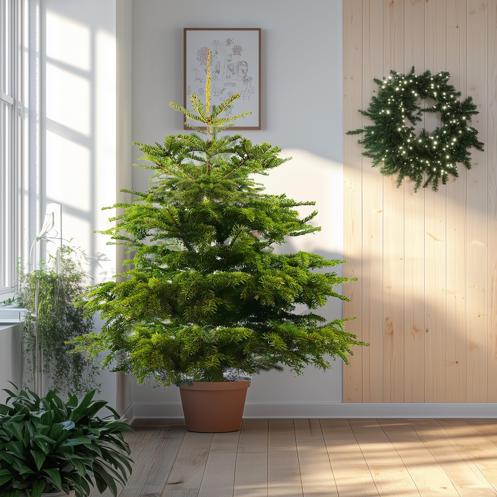 GardenersDream Nordmann Fir Pot Grown Christmas Tree - Real Live Fresh Living Potted Plant (5ft, 150cm - Delivery Week 4: 2nd Dec - 6th Dec)