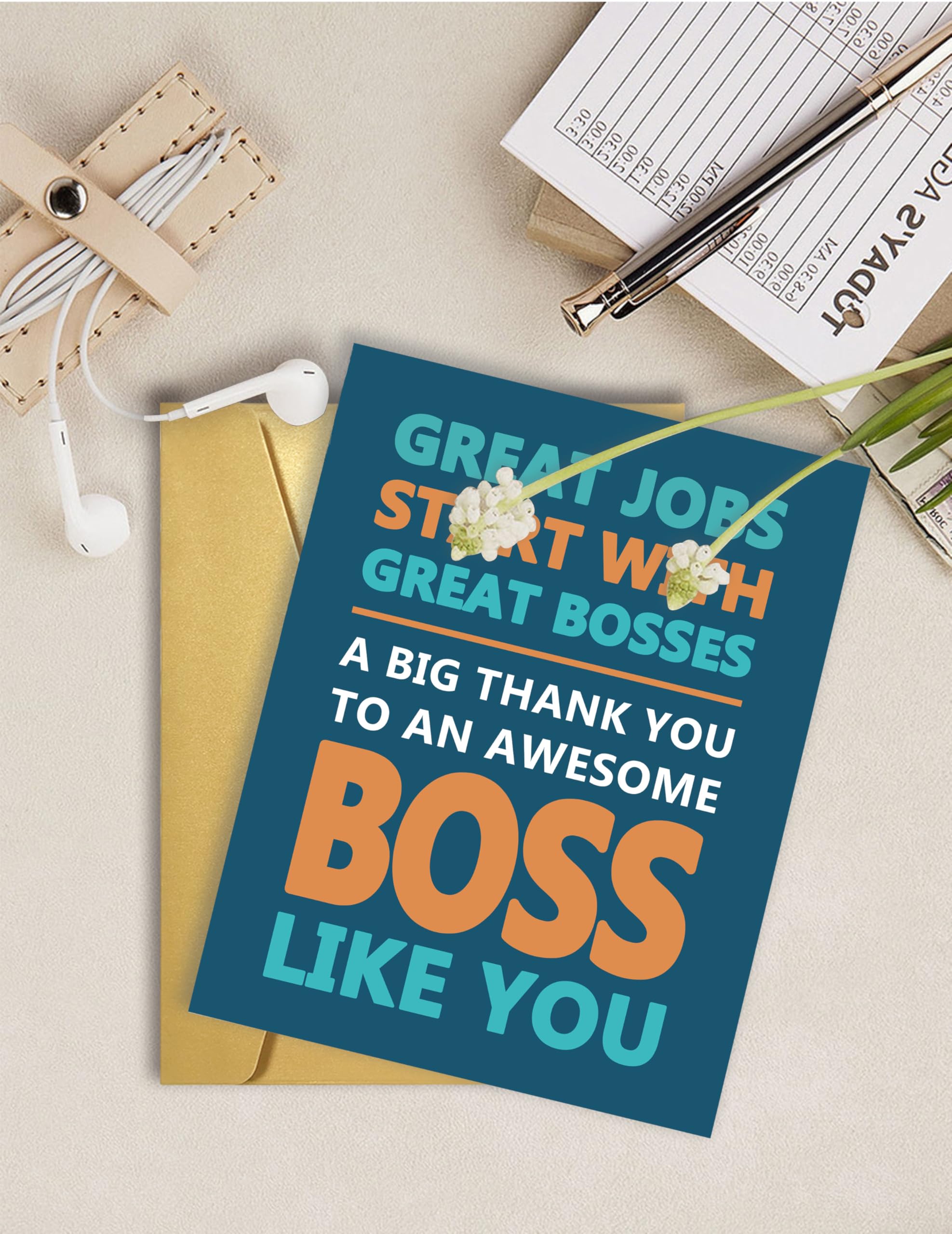 SuperShunhu übergroße Teamkarte – Jumbo Dankeskarte Für Den Boss, 27,9 X 21,6 Cm Mit Goldnem Umschlag