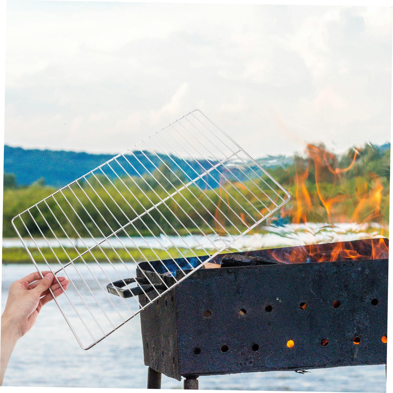 Griglia di ricambio per barbecue in acciaio inox, rete per cucinare all'aperto, distribuzione uniforme del calore, versatile griglia per barbecue per carne, verdure, pesce e altro ancora