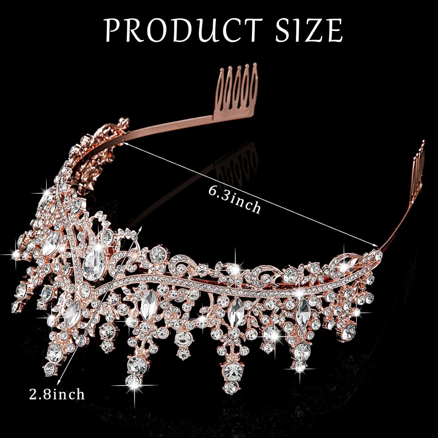 Tiaras and Crowns for Women Princess Crystal Tiara Crown with Comb Rhinestone Hair Accessories