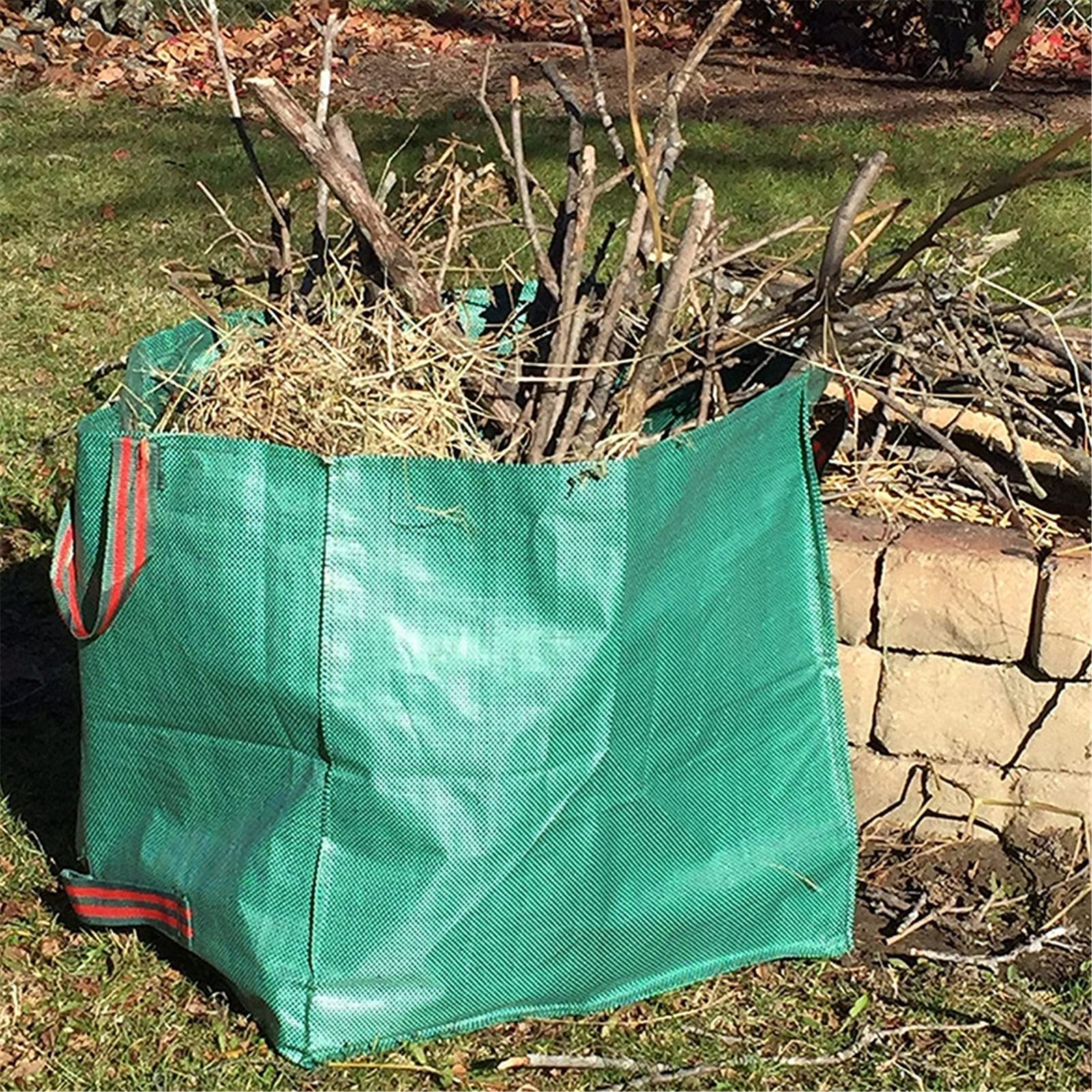 Wiederverwendbare gartensäcke,3X125L Professionelle quadratische Gartenabfallsäcke mit Griffen,robustem Polypropylen-Gewebe (PP) Selbststehend und Faltbar Laubsäcke grassack