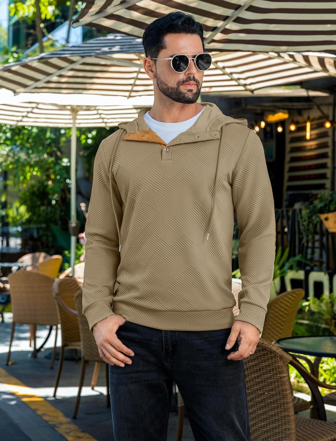 Vssjavun Mens Pullover Hoodie Casual Long Sleeve Thermal Hooded Sweatshirt for Fall Winter Spring - Image 2