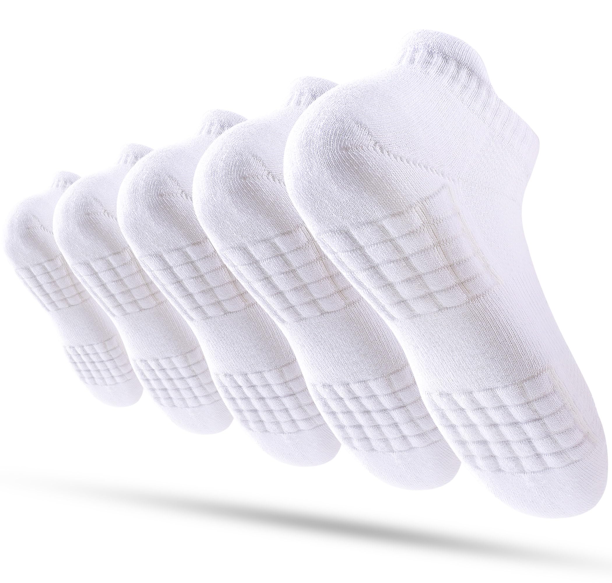 Kvckyyd Women's Ankle Athletic Running Socks, Cotton Cushioned Anti-Blister Breathable Socks (5 Pairs)