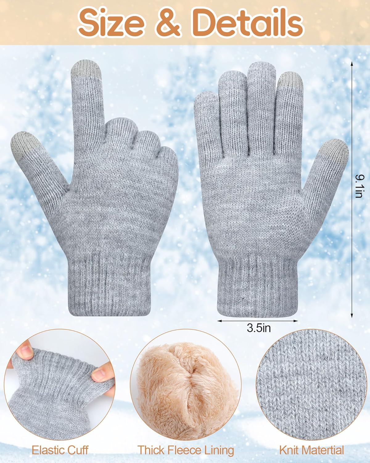 Chuarry 6 Pairs Winter Fleece Lined Gloves for Women Knit Thermal Gloves Warm Dual Layer Winter Accessories for Cold Weather - Image 4
