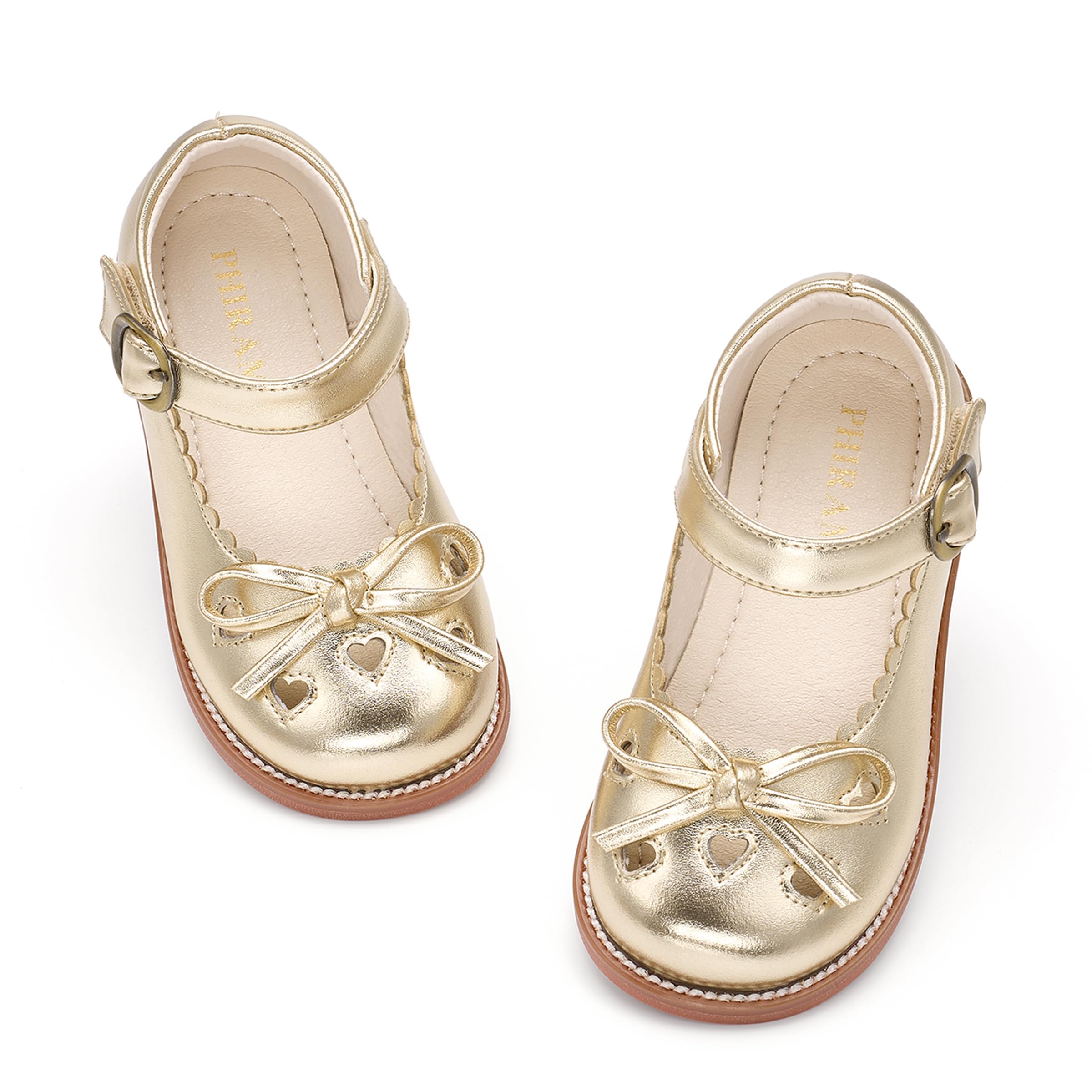 PHIRAMIN Toddler Flower Girl Dress Shoes - Little Girl Mary Janes Flats Wedding