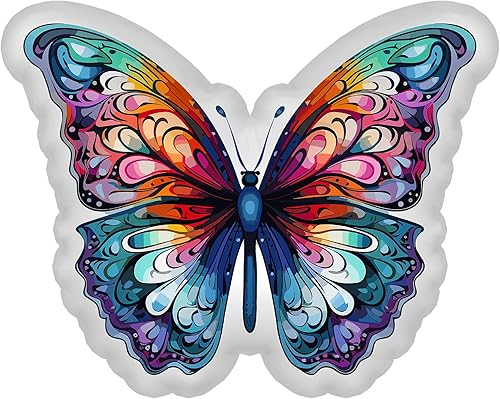 Almohada de mariposa suave con forma de decoración para dormitorio, sala de estar, habitación de niños, sofá, oficina, coche, 12 pulgadas