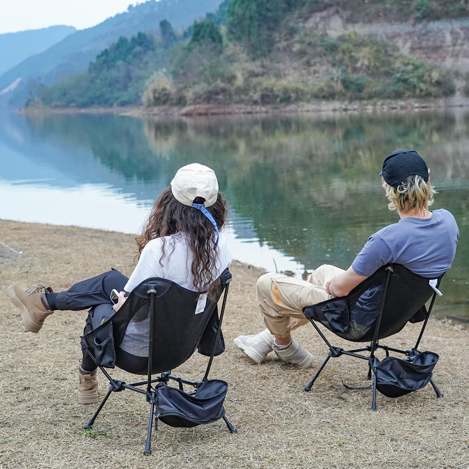 ATEPA Backpacking Chair, Ultralight Folding Portable Small Camping Chairs for Adults Compact Foldable Beach Seat with Anti-Sinking Feet & Aluminum Frame for Outdoor Hiking Travel Fishing, 2 Pack Black