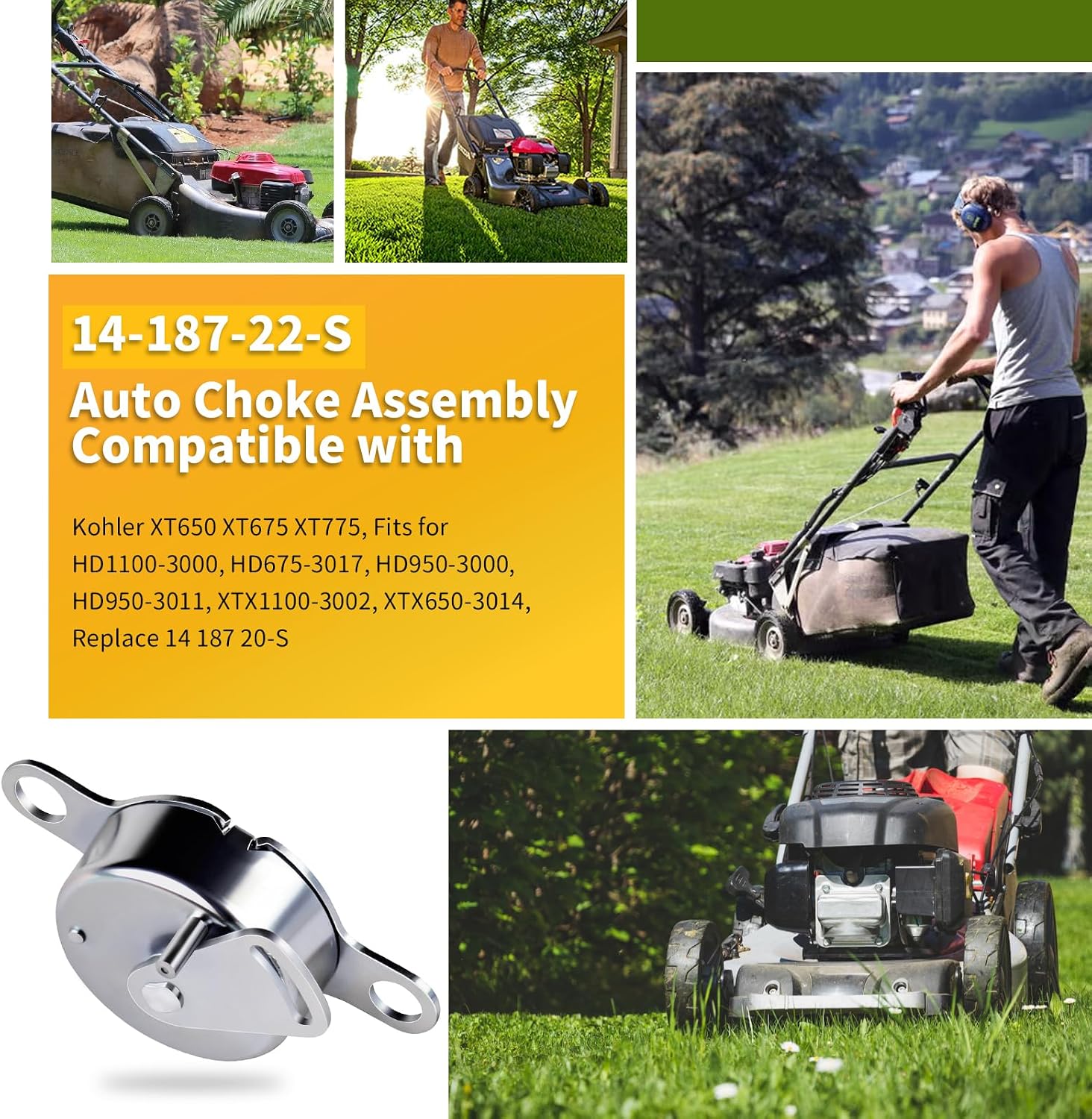 14-187-22-S Auto Choke Assembly Compatible with Kohler XT650 XT675 XT775, Fits for HD1100-3000, HD675-3017, HD950-3000, HD950-3011, XTX1100-3002, XTX650-3014, Replace 14 187 20-S