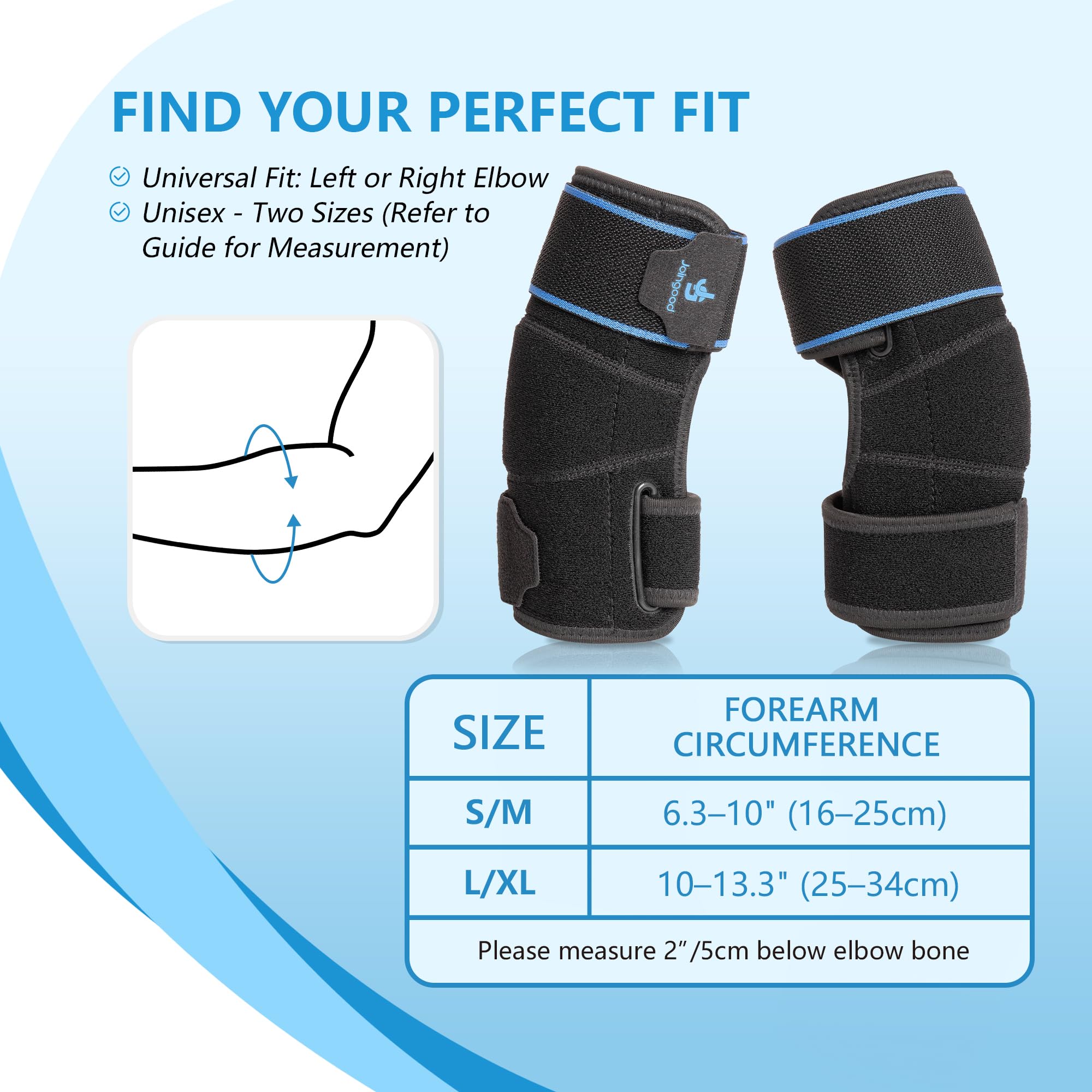 Supporto Gomito Sportivo Regolabile, Fascia Compressione per Allenamento Tennis Golf e Recupero, Manica Traspirante per Uomini e Donne, S/M