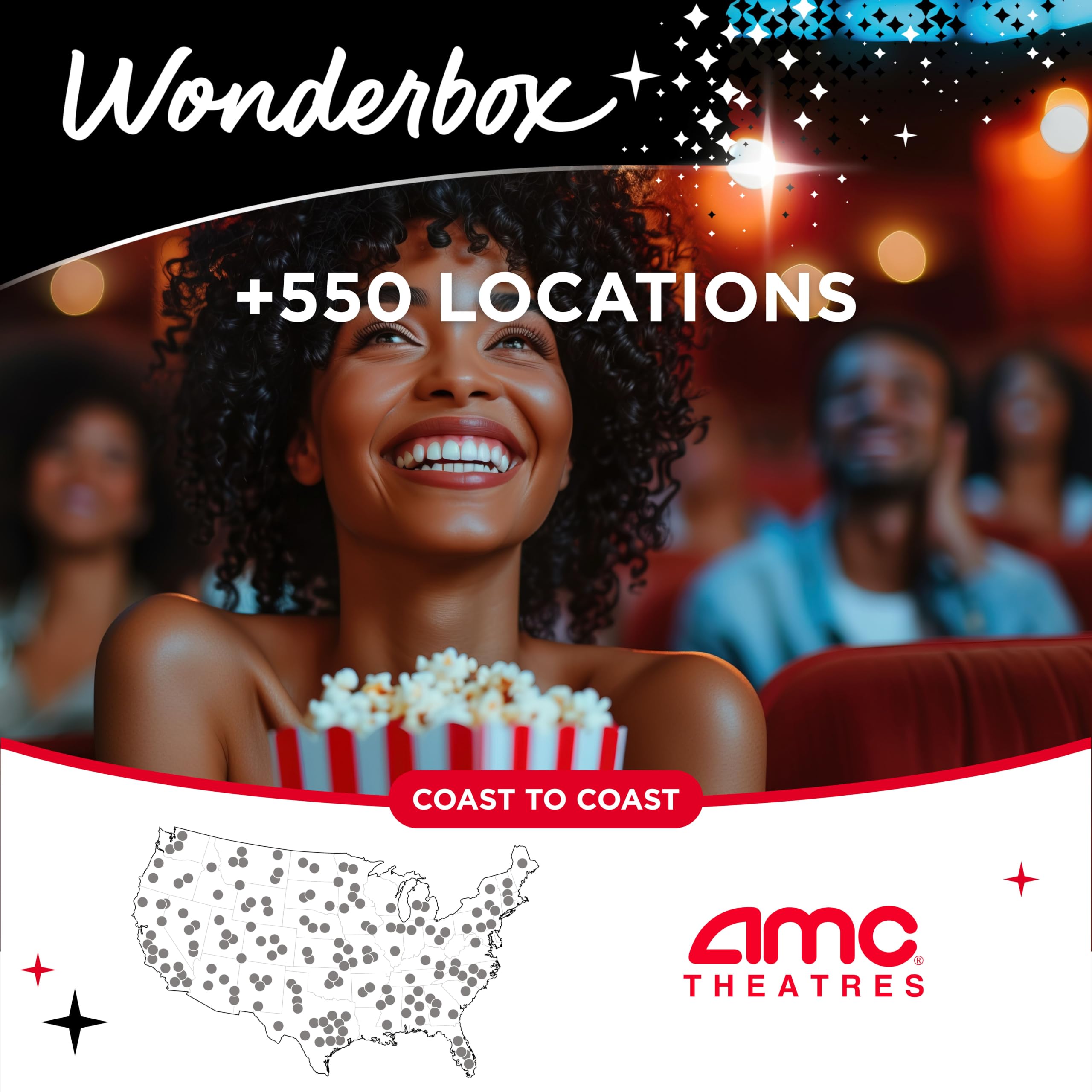 Wonderbox - AMC Movie Christmas Gift Box - 2 biglietti, 2 bevande, 1 popcorn