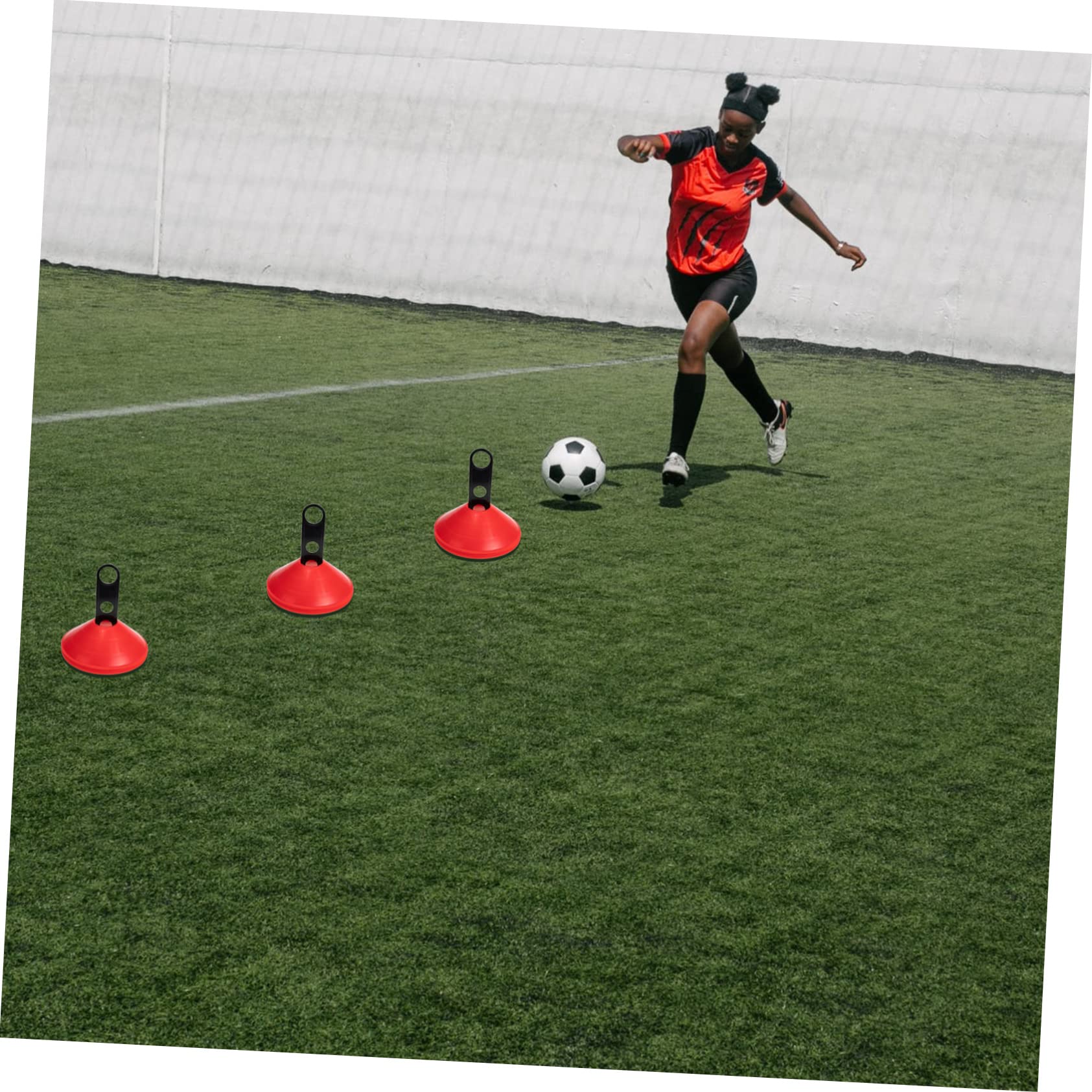 HANABASS 1 Set Soccer Training Disc Cones with Holder Portable Field Markers for Football Drills Durable and Lightweight Cones for Agility Training and Obstacle Courses