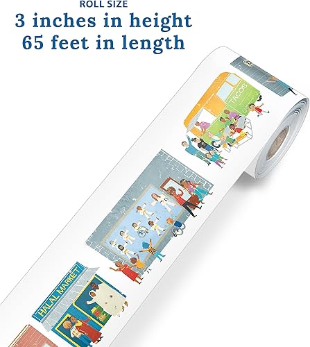 Vista 140 de Carson Dellosa Grow Together - Bordes de madera clara para tablón de anuncios de 65 pies, 1 rollo de ribete natural para pizarra blanca, corcho