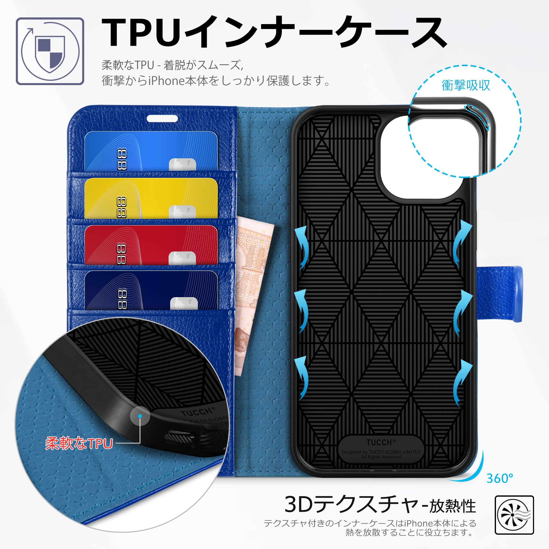 Amazon.co.jp: TUCCH iPhone 15 対応 ケース 手帳型 2023年発売 6.1