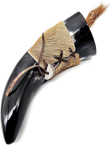 Miniatura 2 de 5MOONSUN5 Taza de cerveza medieval negra vikinga, cuerno auténtico con correa, 8.5 fl oz, réplica de taza Norse Ale