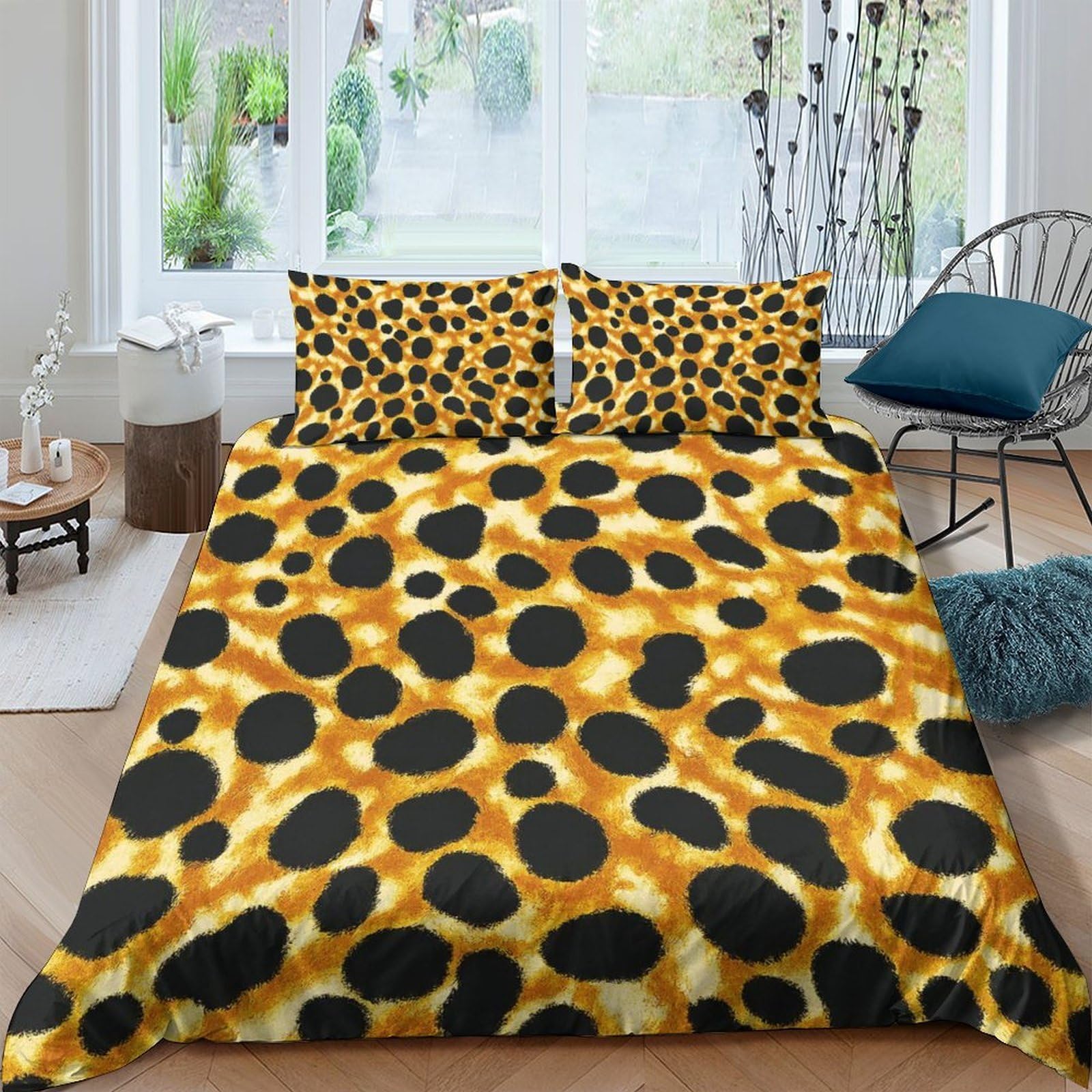 Ctjqhvkz Style-4 3D Printed Leopard Spots Fitted Sheet Microfiber Soft Anti-Slip Cheetah Pattern Mattress Cover For Bedroom Decor Single（135X200cm）