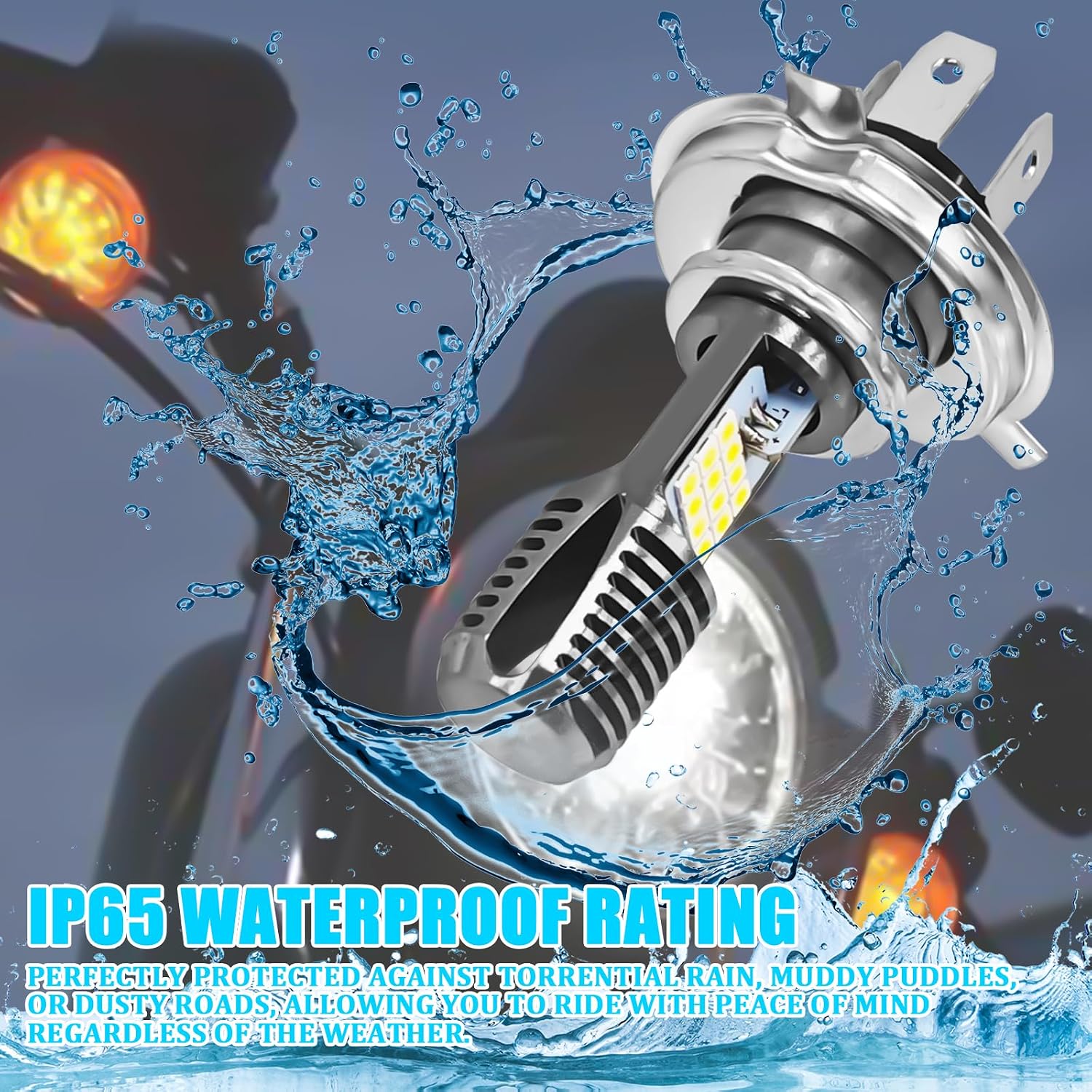 12-80V H4 LED Motorcycle Headlight Bulb, High Brightness 3030 LED Chips High & Low Beam Replacement Lamp, IP65 Waterproof Motorcycle Headlight Accessories for Motorcycles, Scooters & ATVs