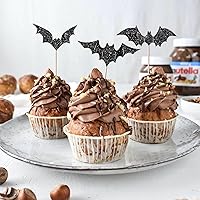 Vista 35 de Rsstarxi Paquete de 36 adornos para cupcakes de Halloween, bruja, fantasma, magdalenas, murciélagos, arañas, gatos, decoración de pasteles